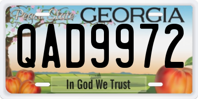 GA license plate QAD9972