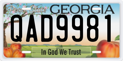 GA license plate QAD9981