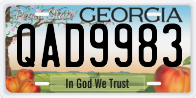 GA license plate QAD9983