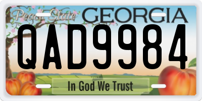 GA license plate QAD9984