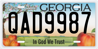 GA license plate QAD9987