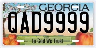 GA license plate QAD9999