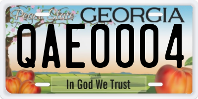 GA license plate QAE0004