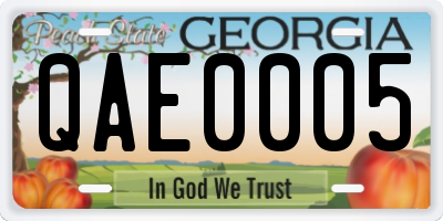 GA license plate QAE0005