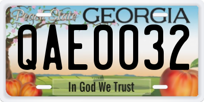 GA license plate QAE0032