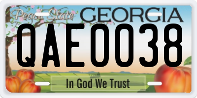 GA license plate QAE0038