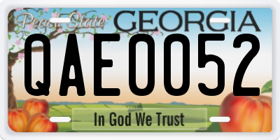 GA license plate QAE0052