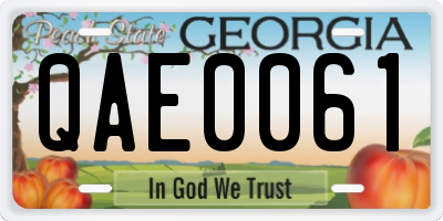 GA license plate QAE0061