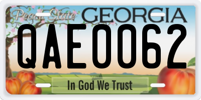 GA license plate QAE0062