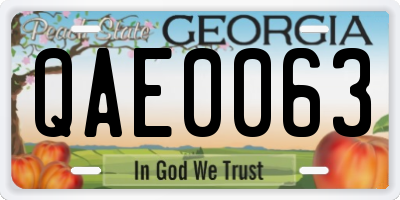 GA license plate QAE0063