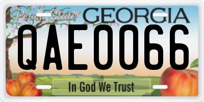 GA license plate QAE0066