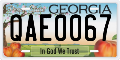 GA license plate QAE0067