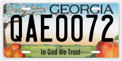 GA license plate QAE0072