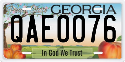 GA license plate QAE0076