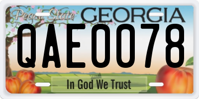 GA license plate QAE0078