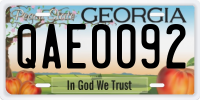 GA license plate QAE0092