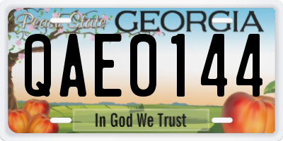 GA license plate QAE0144