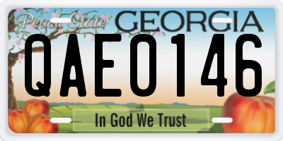 GA license plate QAE0146