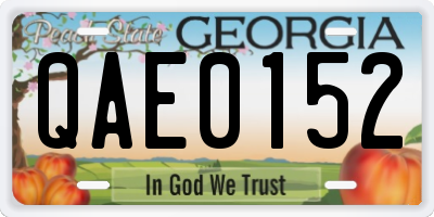 GA license plate QAE0152