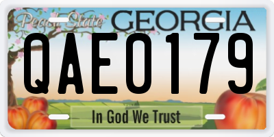 GA license plate QAE0179