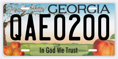 GA license plate QAE0200