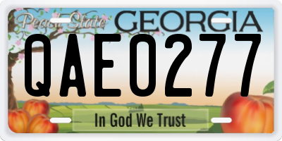 GA license plate QAE0277