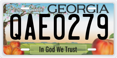 GA license plate QAE0279