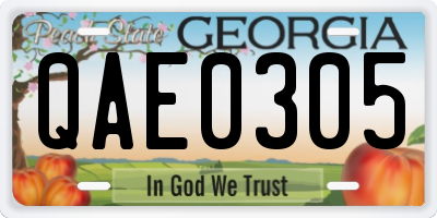 GA license plate QAE0305
