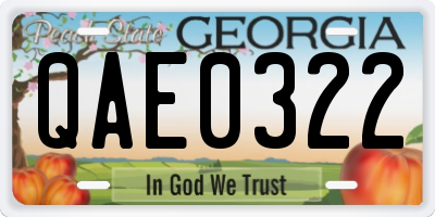 GA license plate QAE0322