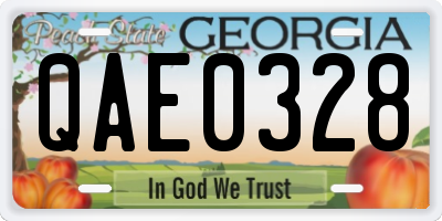 GA license plate QAE0328