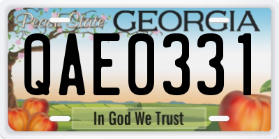 GA license plate QAE0331