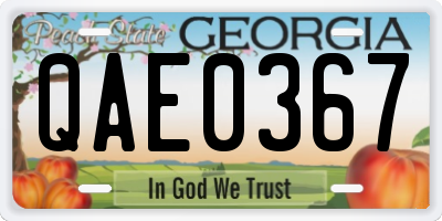 GA license plate QAE0367