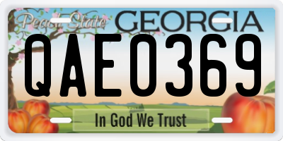 GA license plate QAE0369