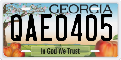 GA license plate QAE0405