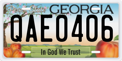 GA license plate QAE0406