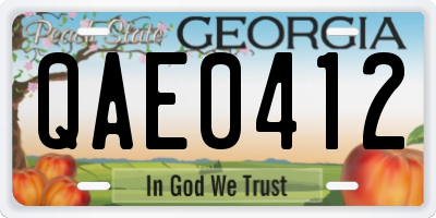 GA license plate QAE0412