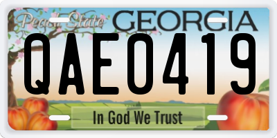 GA license plate QAE0419