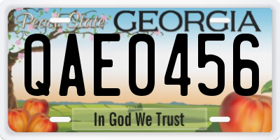 GA license plate QAE0456