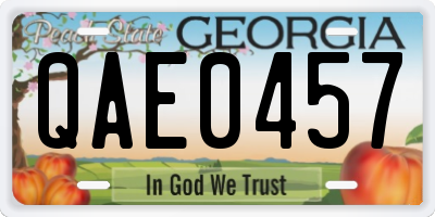 GA license plate QAE0457