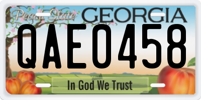 GA license plate QAE0458