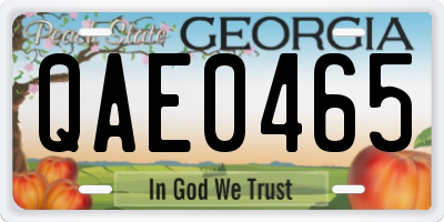 GA license plate QAE0465