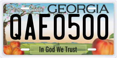 GA license plate QAE0500