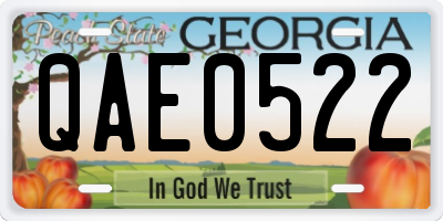 GA license plate QAE0522