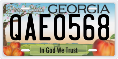 GA license plate QAE0568