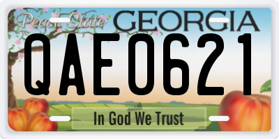 GA license plate QAE0621