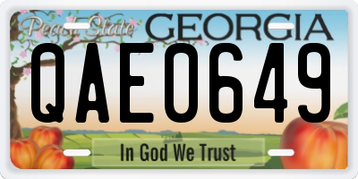 GA license plate QAE0649