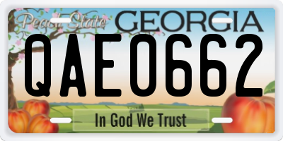 GA license plate QAE0662