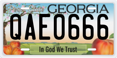 GA license plate QAE0666