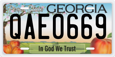 GA license plate QAE0669