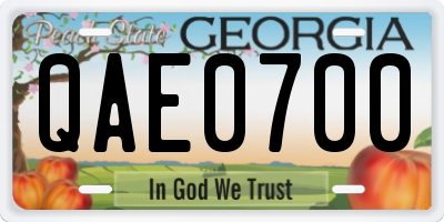 GA license plate QAE0700